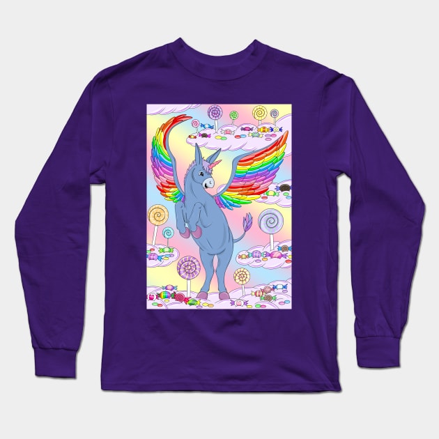 Unicorn donkey with wings Long Sleeve T-Shirt by MelanieJeyakkumar